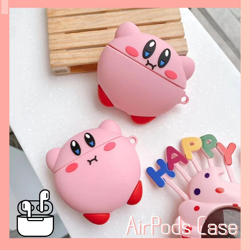 Anime Kirby 3D Silicone Cartoon Earphone Case for Apple AirPods 1 2 3 Pro Bluetooth Headset Shell Skin Sticker Shockproof Cover