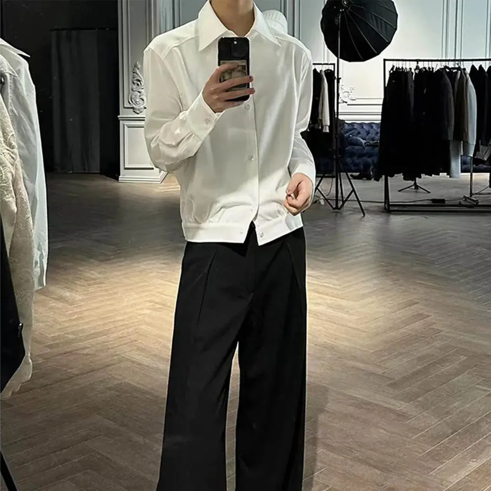 Camisa masculina de manga comprida de cor sólida americana retro moda tendência high street solto casual nicho outono novos topos masculinos 2025