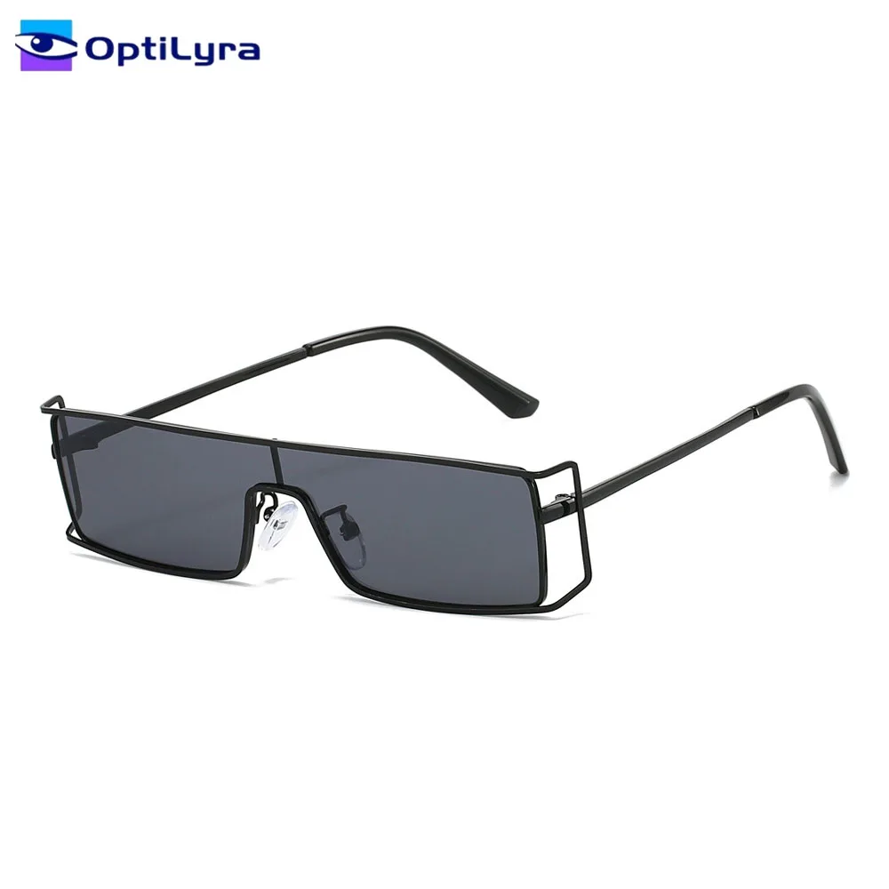 

OptiLyra Brand Fashionable Metal One Piece Women Sunglasses Punk Style Rectangular Goggles Trendy Men Sunshade Sunglasses