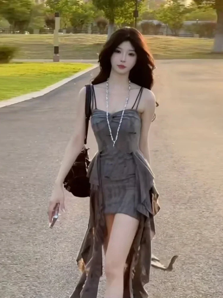 فستان قصير مثير بتصميم كلاسيكي أمريكي للنساء فساتين صيفية ضيقة مكشكشة غير منتظمة تناسب الجميع فيمينينو فيستدوس دي موجر 2025 #3