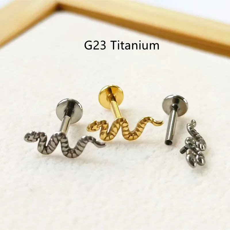 20pcs/Lot Body Jewelry 16G G23 Titanium Snake  Lip Bar piercing Labret Ring Ear Helix Tragus Cartilage Stud New