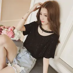 Women Summer Korean Fashion Loose Bright Silk Solid Color O-neck Short Sleeve T-Shirt Women Clothes Casual All-match Trend Tops