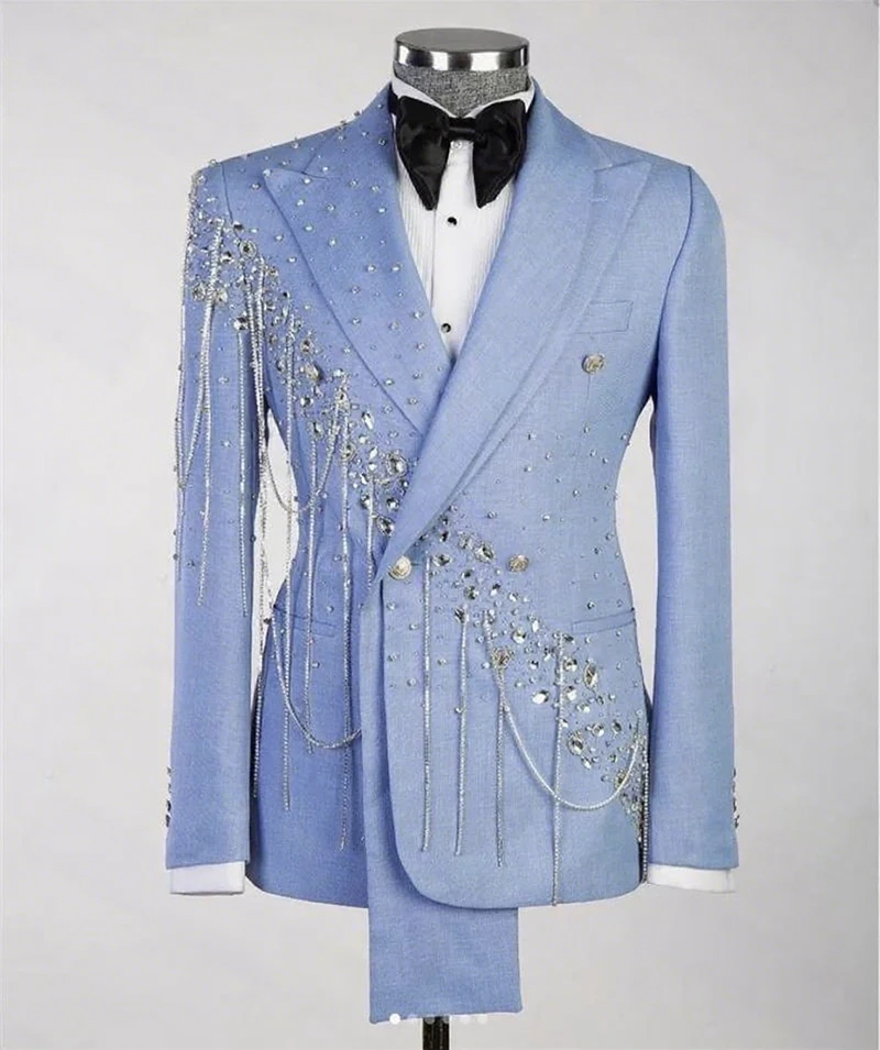 

Exquisite men's suit Crystal Tassel 2-piece Men's Suit Modern Men Wedding Suits Special Occasion Gowns Celebrity Gowns