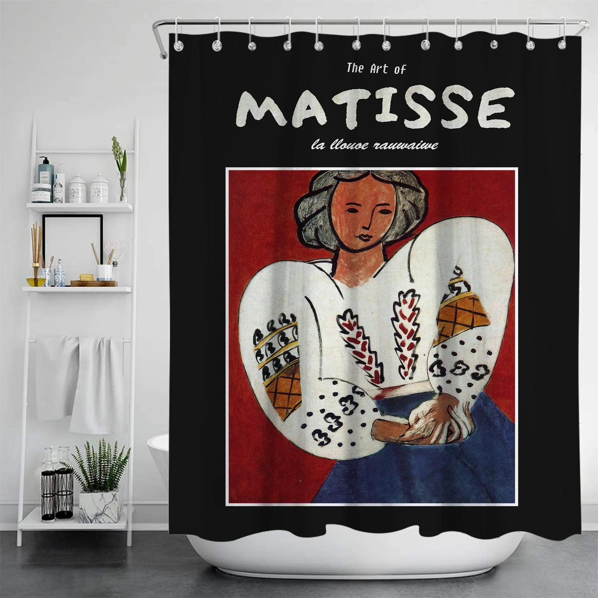 Morden Matisse Shower Curtain Waterproof Fabric Solid Color Bath Curtains For Bathroom Bathtub Large Wide Bathing Cover 12 Hooks