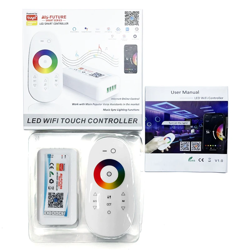 RGBW RGB CCT DIM LED Smart Tuya Dimmer RF Touch Remote DC 5-24V AI Voice Control Music Timing Mode WiFi Light Strip Controller