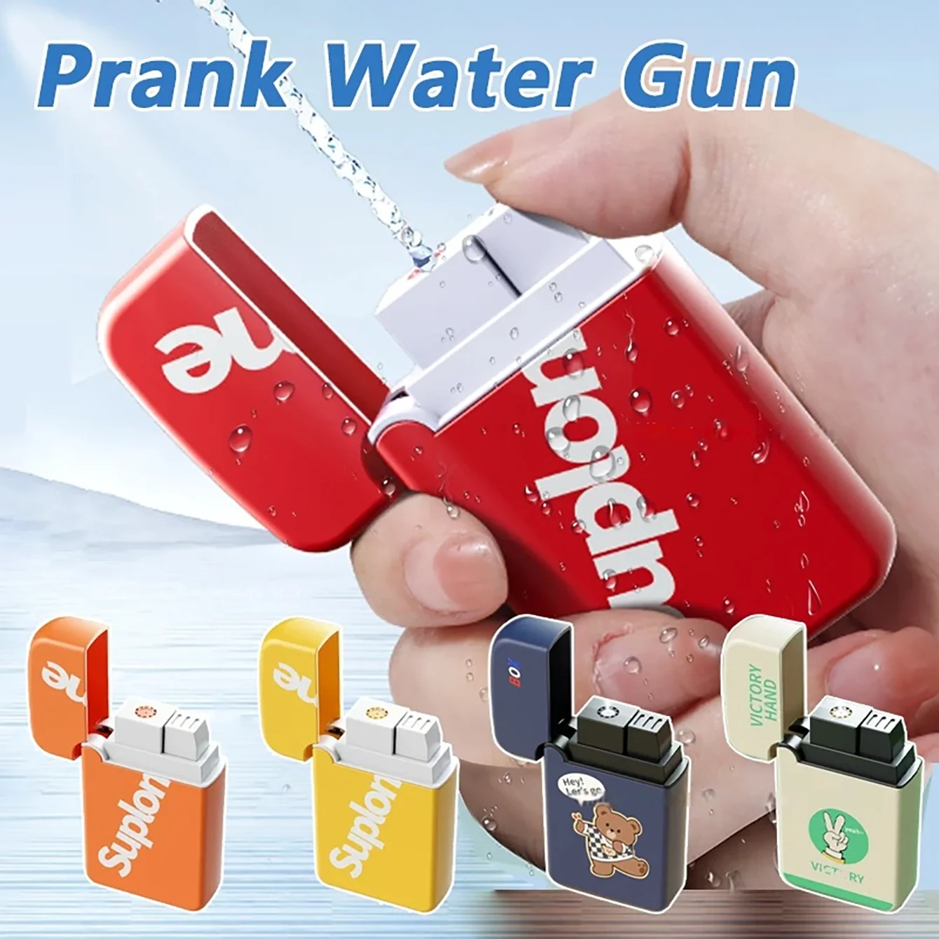 1pc Kids Mini Water Gun Toy Lighter Water Gun Press To Spray Water Party Favors Trick or Treat Prank Gadgets Funny Toys