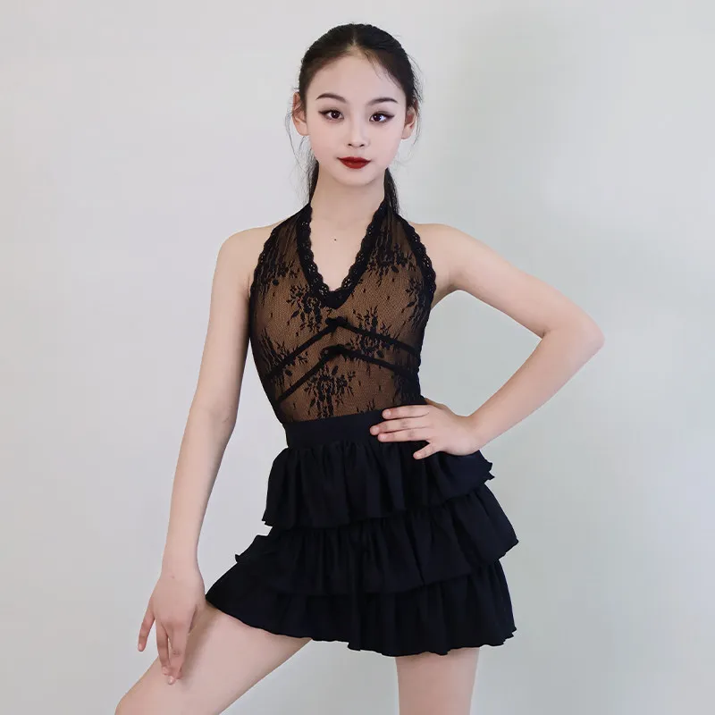 

Новые костюмы для выступлений по латиноамериканским танцам 2026 года для девочек: летние топы без спинки, юбки с разрезами, комплект для ча-ча-ча и румбы, одежда для латины XH4315