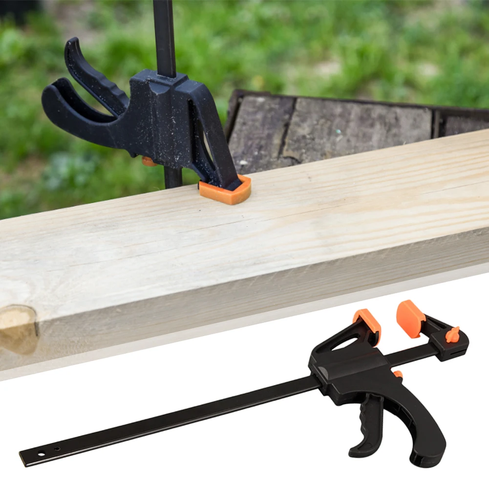 Woodworking F Clamp Adjustable Spreader Gadget Speed Squeeze Quick Ratchet Release Clip with Rubber Pad DIY Hand Tools