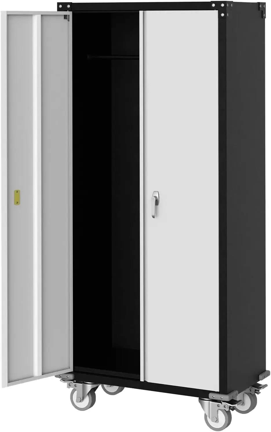 

Tall Organizer Cabinet Storage Metal Adjustable Shelves Lock Feet Pantry Garage Office
