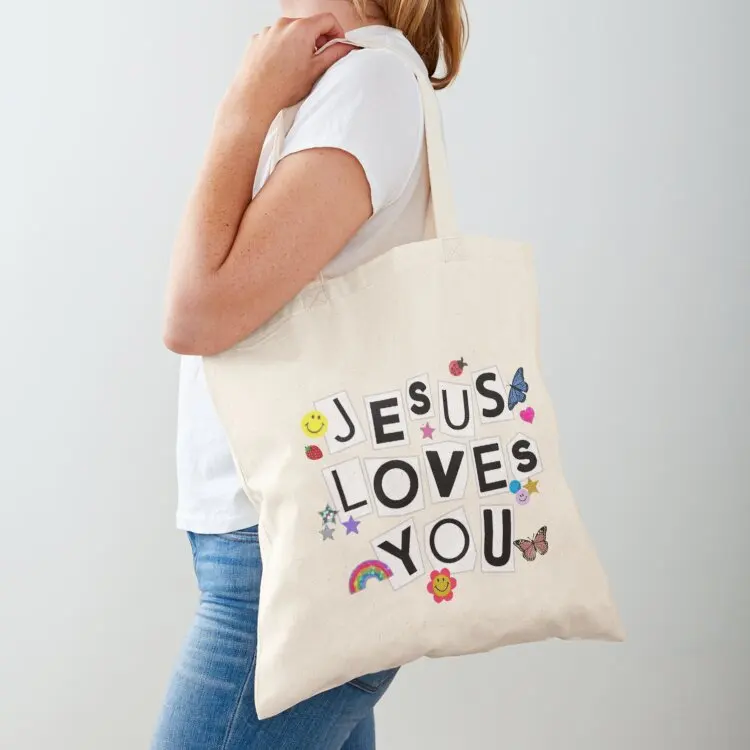 

Jesus Loves You Sour Inspired Tote Bag free delivery bags university shopper bag custom fabric bag shoping