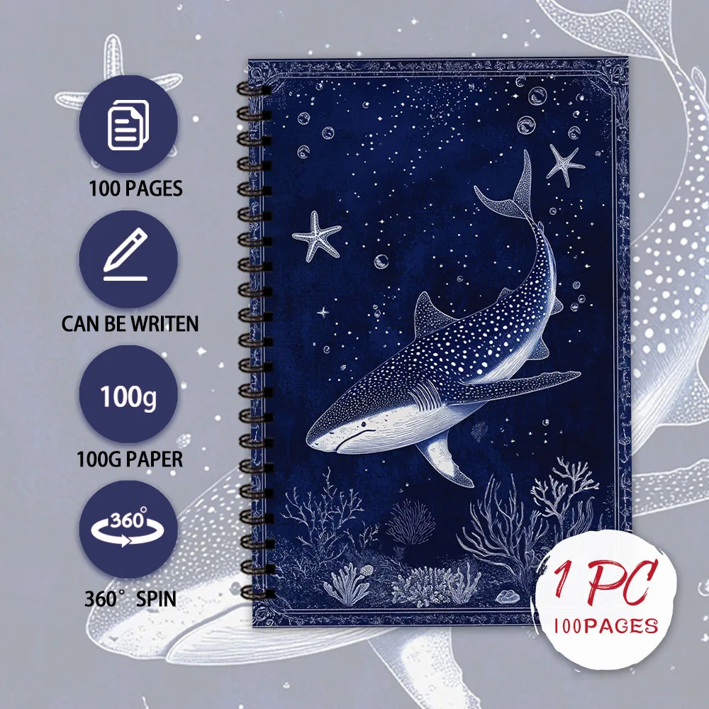 Unterwasser-Hai-Notizbuch, Tagebuch, Leere Linierte Seiten, Ideales Geschenk zum Notieren, Inspirierend für Männer und Frauen, Perfekt für Studenten – Detail 3