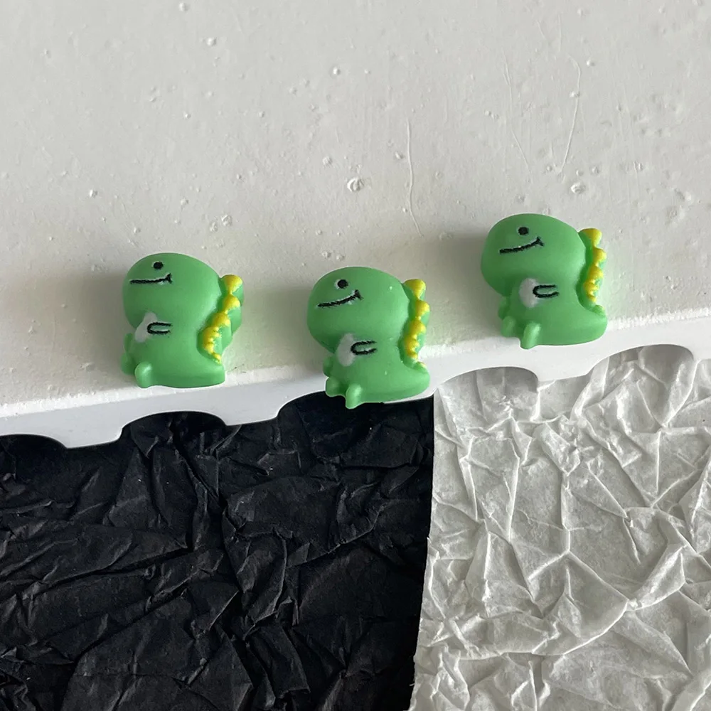 10pcs Kiyomi Childhood Mini Green Dinosaur Nail Ornament Japanese Kawaii Cartoon Image Dinosaur Resin Nailtip Accessories 404art