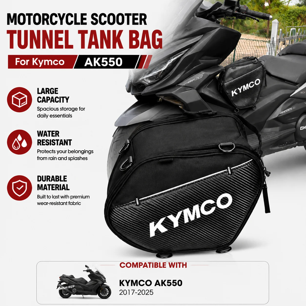 Motorcycle Tunnel Bag For Kymco AK550 Scooter Seat Storage Bag Waterproof Under Seat Organizer Accessories