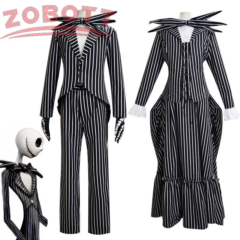 Jack Skellington Cosplay Costume Mask for Adult The Nightmare Before Christmas Jack Uniform Clothes Mask Suit Halloween Costumes