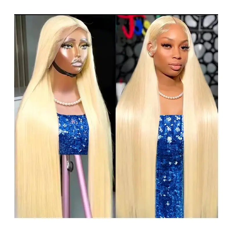 613 Blonde Pruiken Transparant 46 Inch Recht Haar Kant Voorkant Pruik 250 Density Kant Voorkant Haarwerk Voor Vrouwen Braziliaans Haar - afbeelding 2