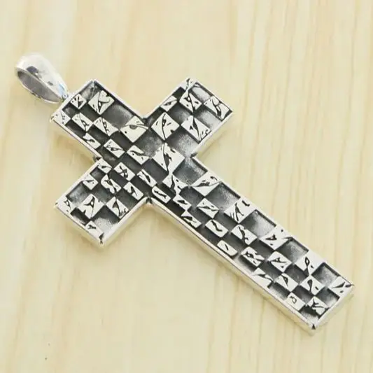 S925 sterling silver pendant, fashionable hip-hop internet celebrity  Cross minimalist style  Personalized jewelry