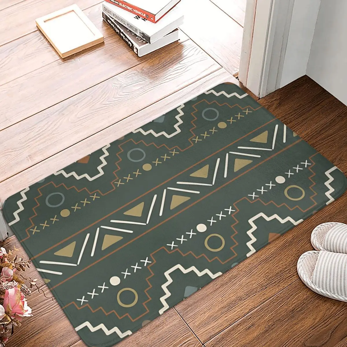 

Ethnic Seamless Pattern Background Bathroom Non-Slip Carpet African Ethnic Print Living Room Mat Entrance Door Doormat Floor Rug