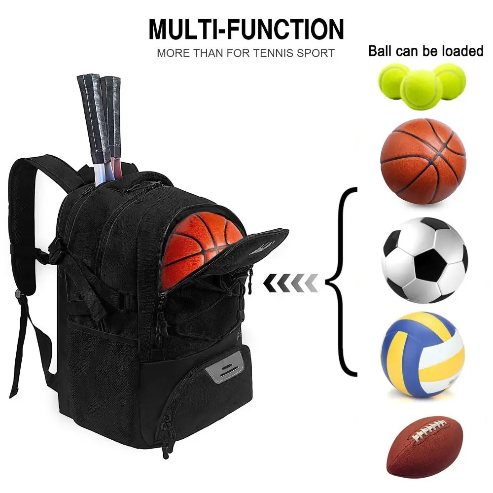 حقيبة تنس ذات سعة كبيرة، حقيبة ظهر مضرب تنس مقاومة للاهتراء وقابلة للتنفس، حقيبة ظهر لكرة السلة