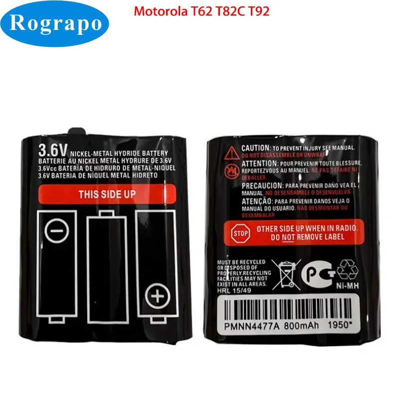 New 3.6V 800mAh NI-MH PMNN4477A PMNN4551A Battery For Motorola T62 T82C T92 Walkie Talkie