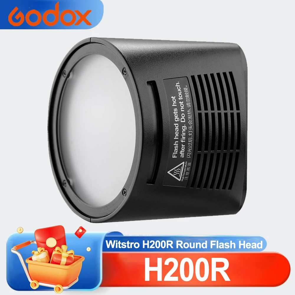 

Godox Witstro H200R Round Flash Head for AD200 TTL Pocket Flash with Spiral Tube for Godox AD200 Flash