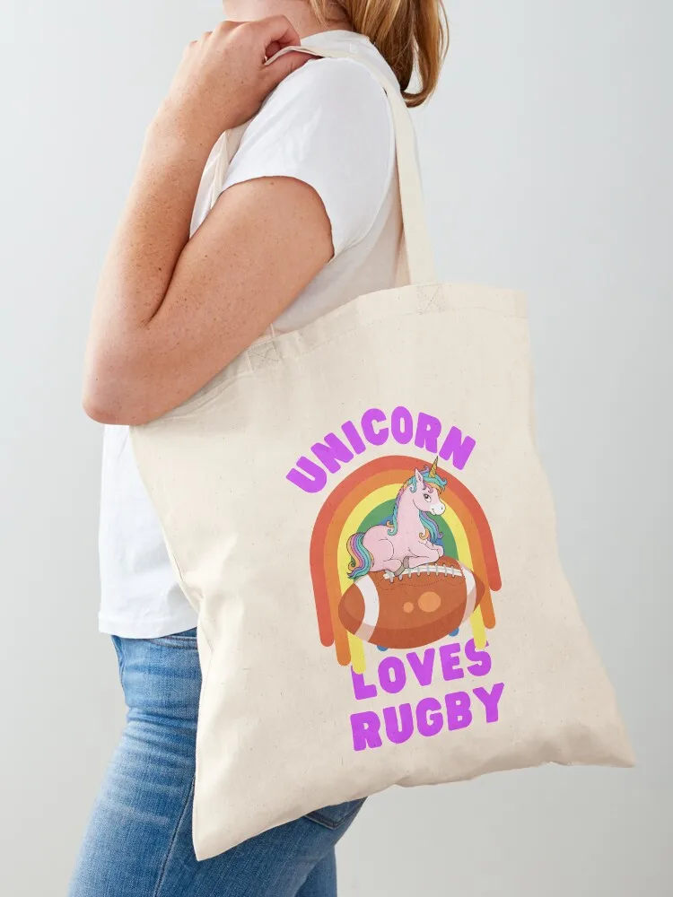 Unicorn loves Rugby Tote Bag tote bag men's Women's beach bags