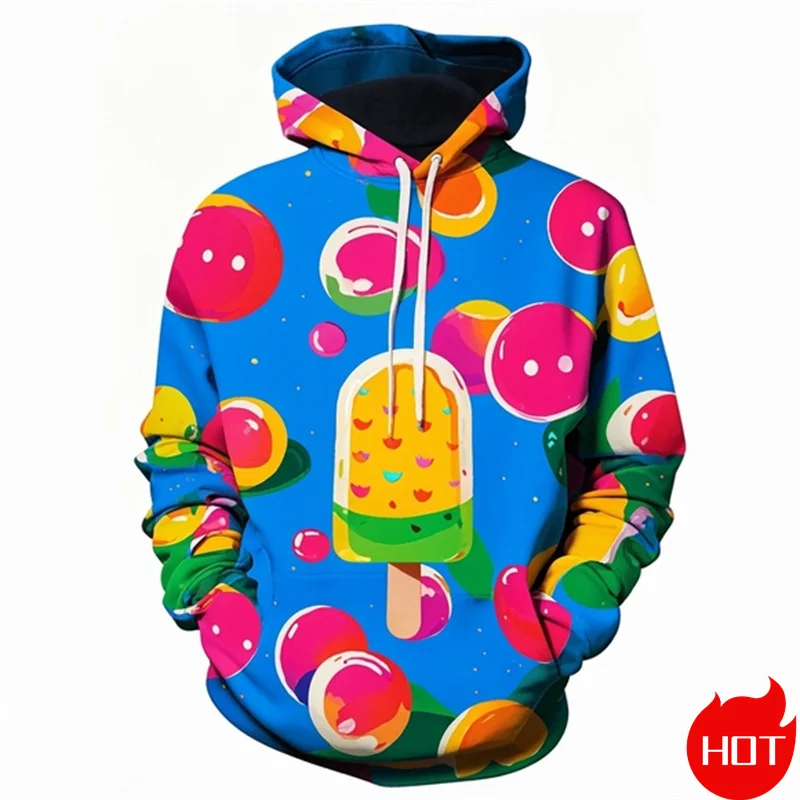 Autumn Fashion 3D Sweet Ice Cream Printed Hoodies For Men Fashion Streetwear New In Hoodies & Sweatshirts Mens Clothing Pullover