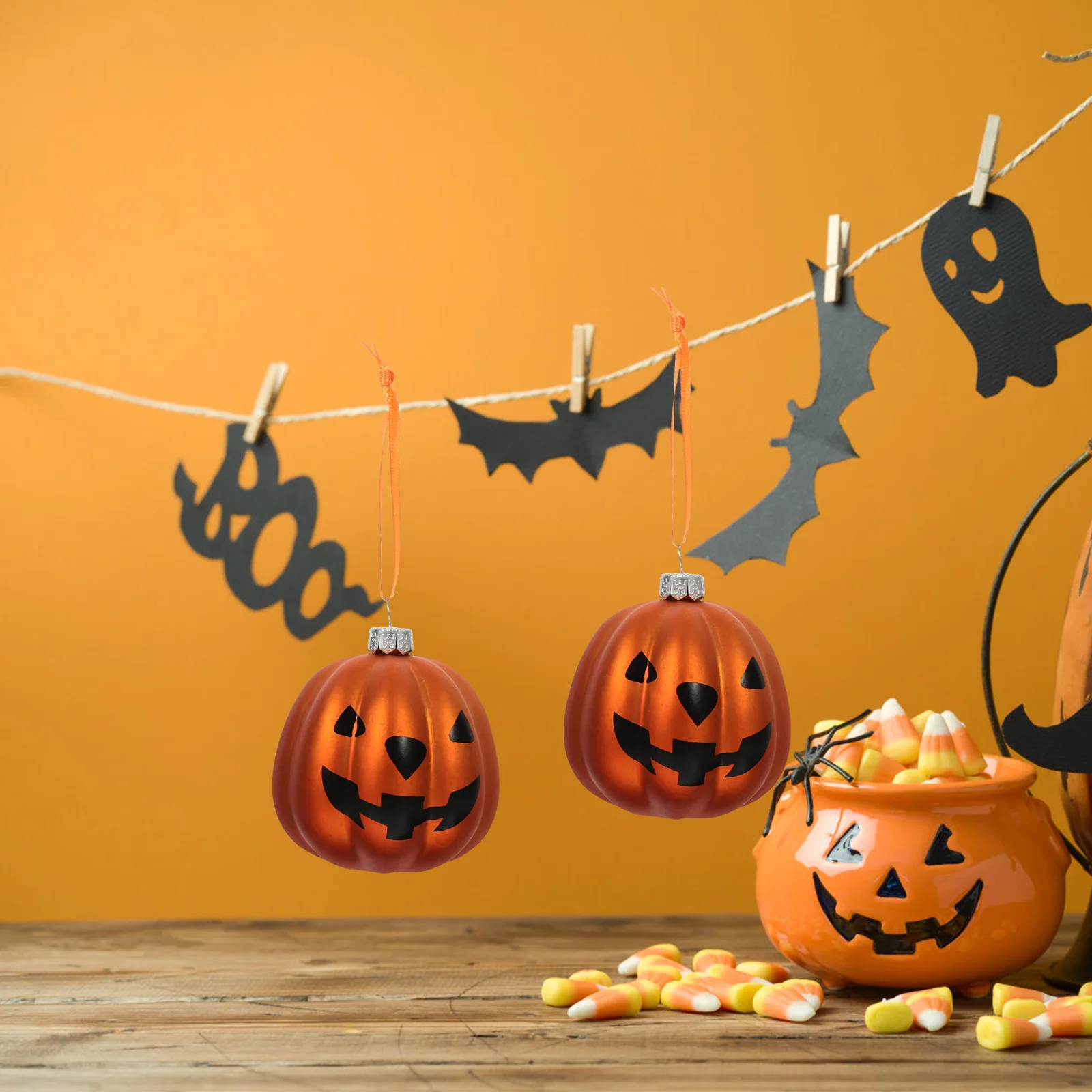 

12pcs Pumpkin Decor Ball Halloween Hanging Ornament For Party Tree Door Outdoor Indoor Decoration Scene Props Pendant