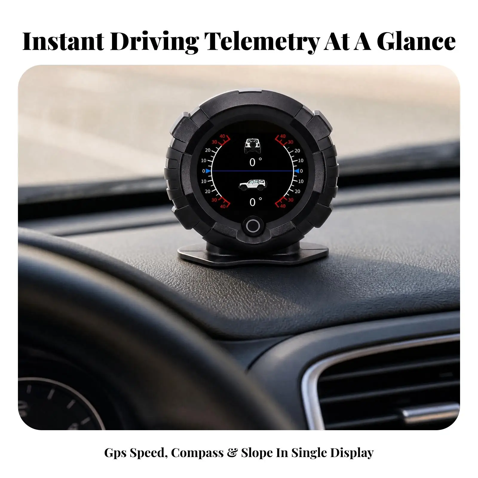 Multifunction Car HUD Compact Vehicle-Mounted HUD with Stand Low-Profile Heads up Display for Road Trips, Daily Commuting,