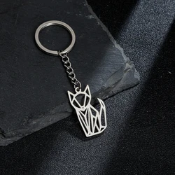 Lucky Cat Metal Keychain For Women Keyring Making Supplies Stainless Steel Animal Kitten Pendant Charms Cute Keyholder For Girls