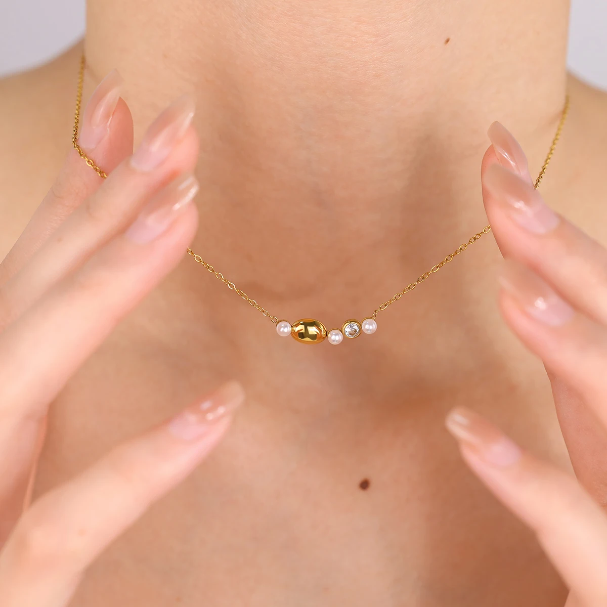 WILD & FREE Trendy Stainless Steel Heart Pendant Necklaces for Women Chic Luxury Pearl Charms 18K Gold Plated Jewelry - Image 5