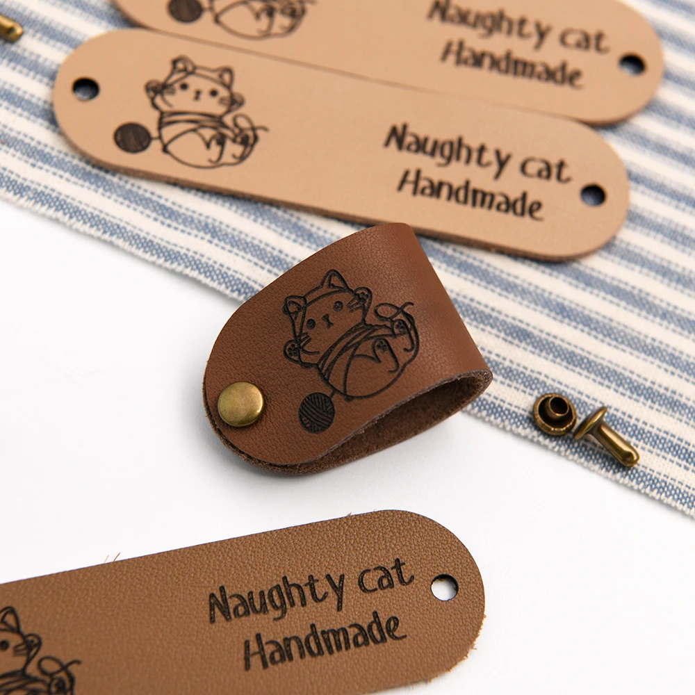

Personalized Leather Tags, Laser Engraved 22x80mm 1mm Eco-Friendly Leather with Free Rivets for DIY Crafts, Clothing & Gifts