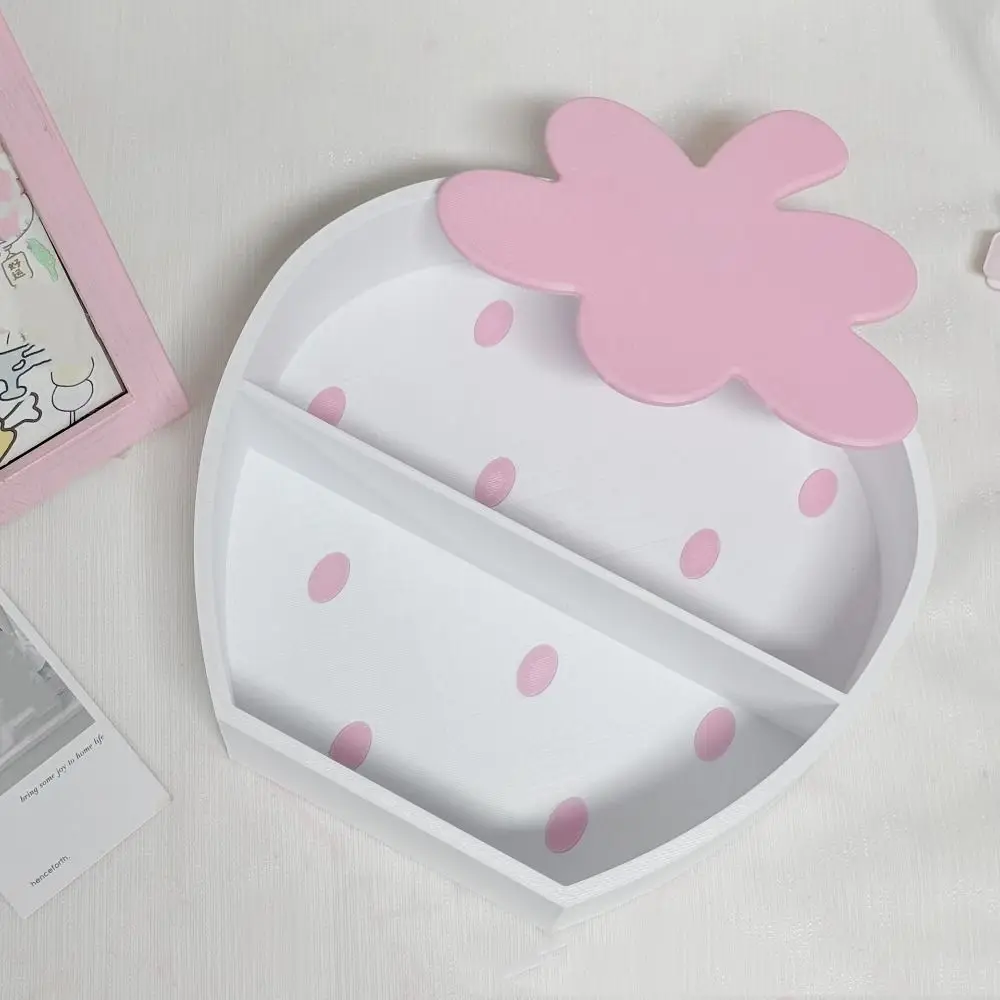 Double-layer Strawberry Storage Cabinet Educational Pink Desktop Organizer Rack Cute Stationery Table Storage Supplies