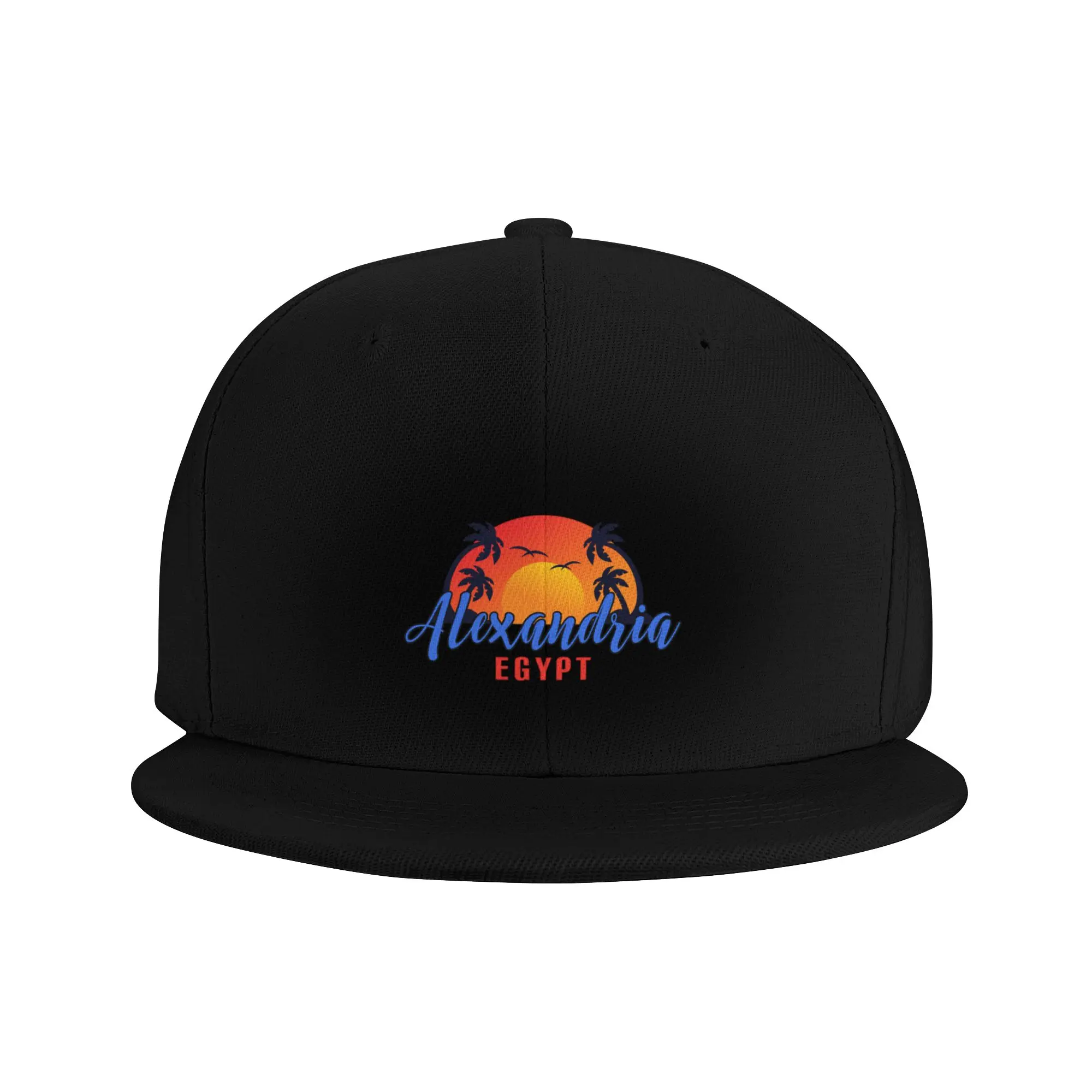 Fashion Alexandria Egypt Sunset  Palm Trees And Flying Birds Flat Brim Sun Hat  Comfortable For Long Wear Caps