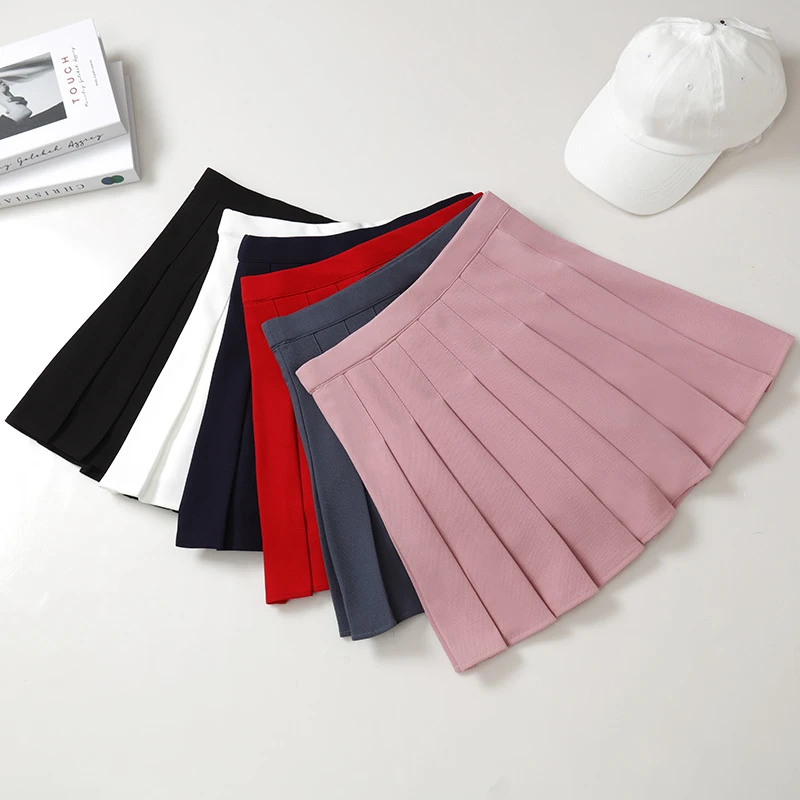 Women's Skirt Pleated Korean Style Summer Woman 2022 Fashion Clothing Pink Elastic High Waist Short White Mini Skirt For Girls