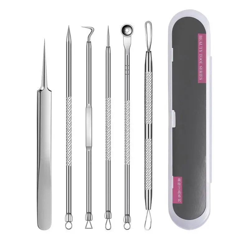 6Pcs Ultra-Precise Pimple Tweezers Set - Pro Acne and Blackhead Removal Tool -for Effective Face Care and Skin Purification