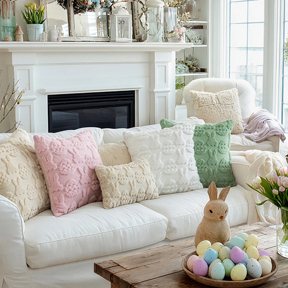 30x50/45x45cm Easter Egg Rabbit Throw Pillowcase Cojines Plush Cushion Cover Holiday Decoration Living Room Sofa Pillow Covers