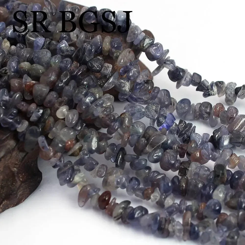 BGSJ 6-8mm Natural Cordierite Gemstone Chips Stone  Jewelry Findings Beaded Beads 34