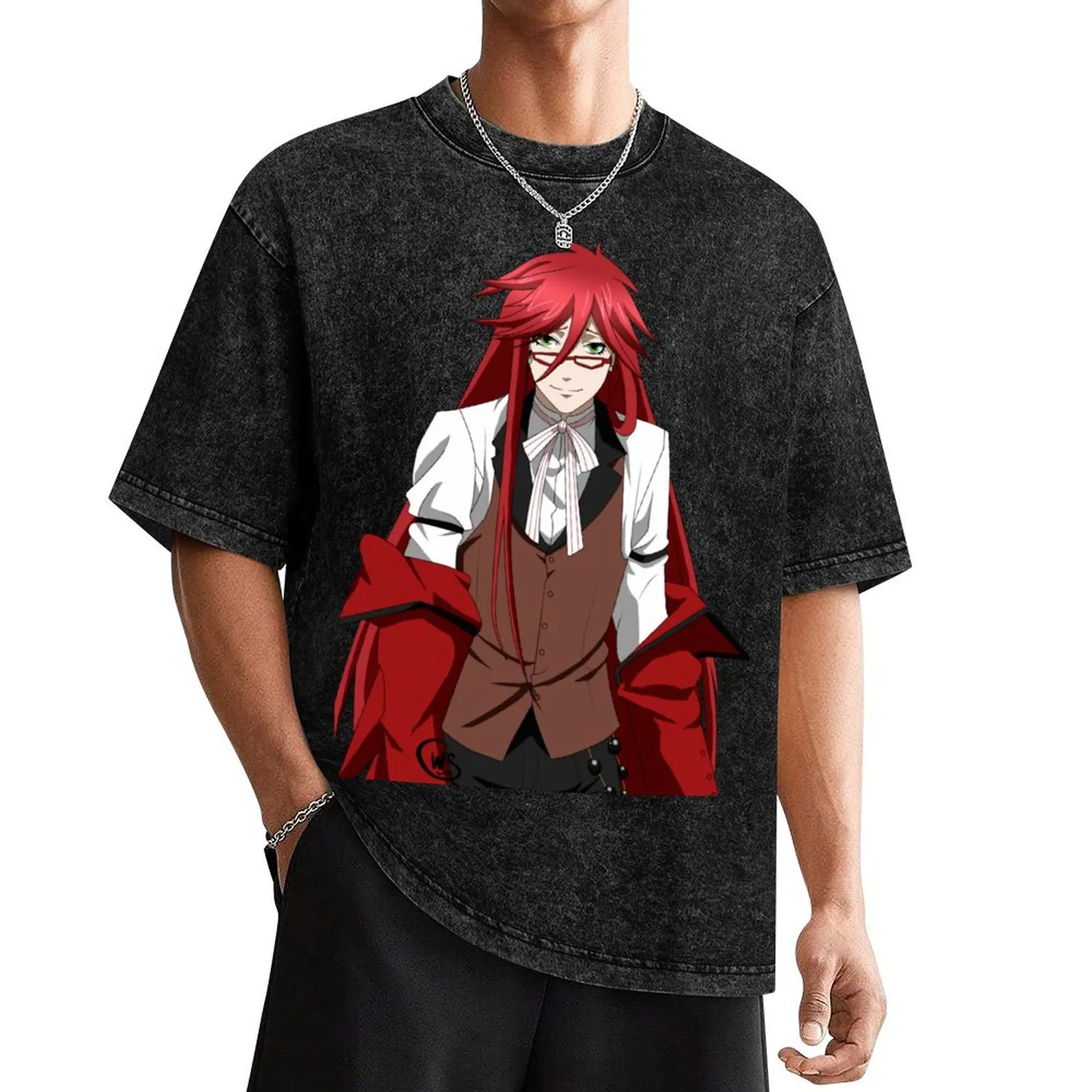 Grell Sutcliff T-Shirt korean fashion shirts graphic tees blacks street wear T-shirts for men cotton