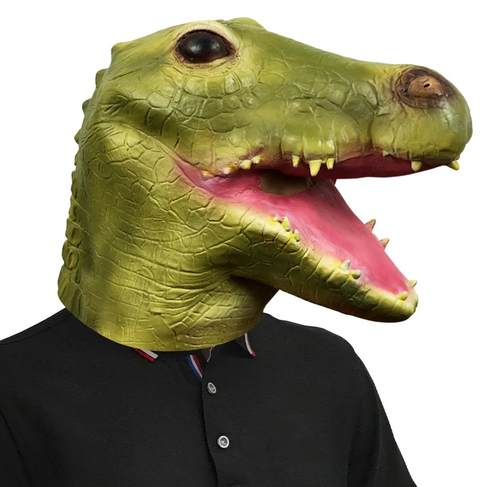 Latex Krokodil-Alligator-Kopfmaske für Erwachsene Halloween Weihnachtsfeier Kostüm – Detail 2