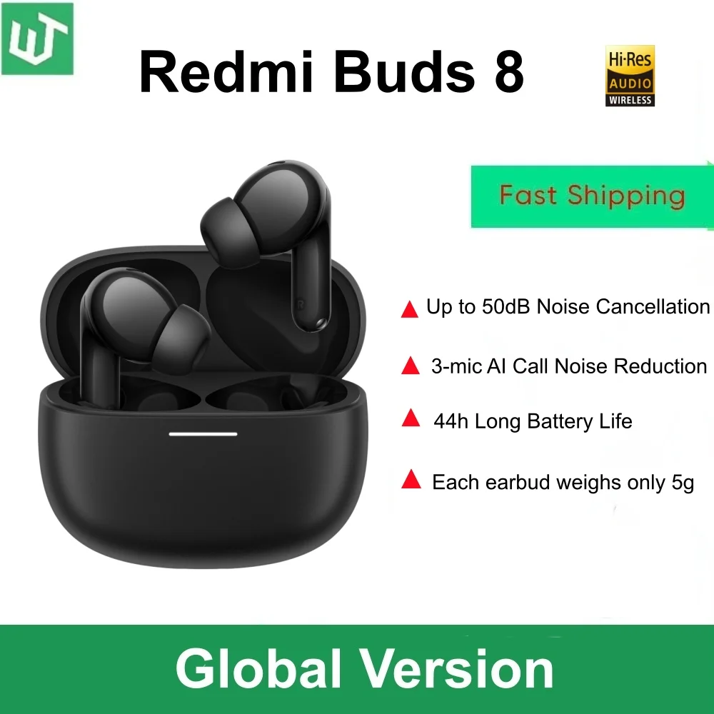 

Глобальная версия Redmi Buds 8 TWS: беспроводные наушники с шумоподавлением до 50 дБ, до 44 часов воспроизведения, Bluetooth 5.4, легкий дизайн.