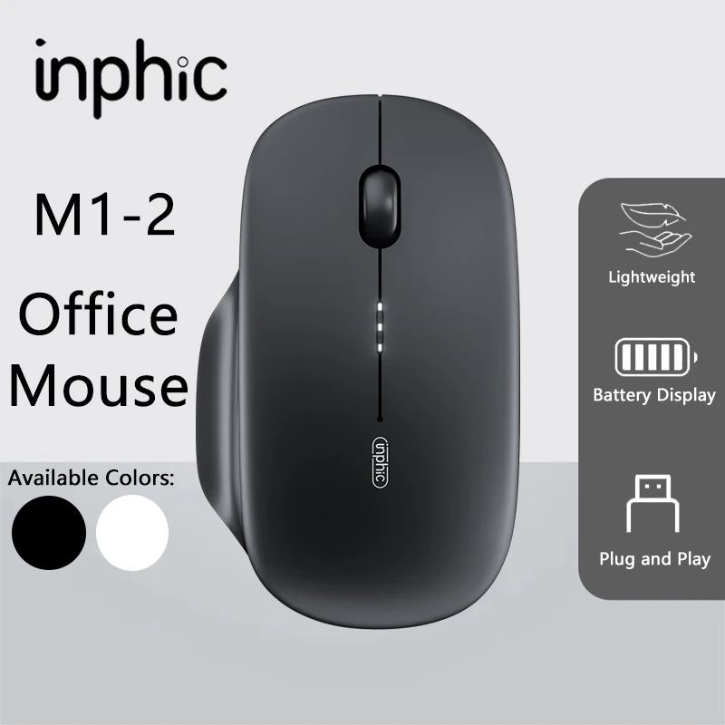 

Inphic M1-2 wireless Bluetooth mouse rechargeable office silent mouse with power display suitable for notebooks and tablets