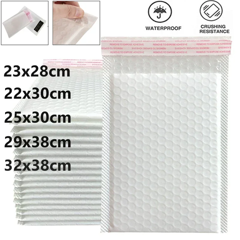 self seal envelope bolsa mailer acolchoado mailing bolsas de envio bubble mailers espuma impermeavel bolha embalagem presente branco 20 pcs 01