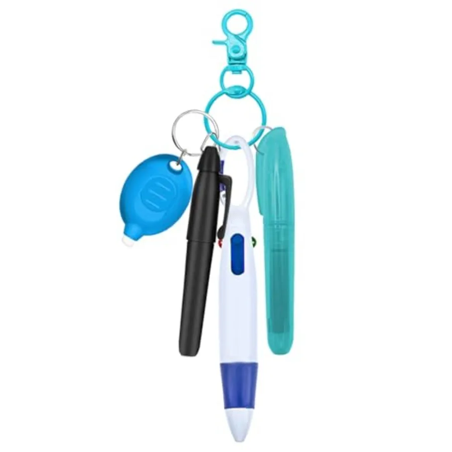 

Nurse Pen Set, Badge Reel Pen Include Highlighter, Permanent Marker, LED Keychain Flashlight, Ballpoint Pen, and Nursing Keycha