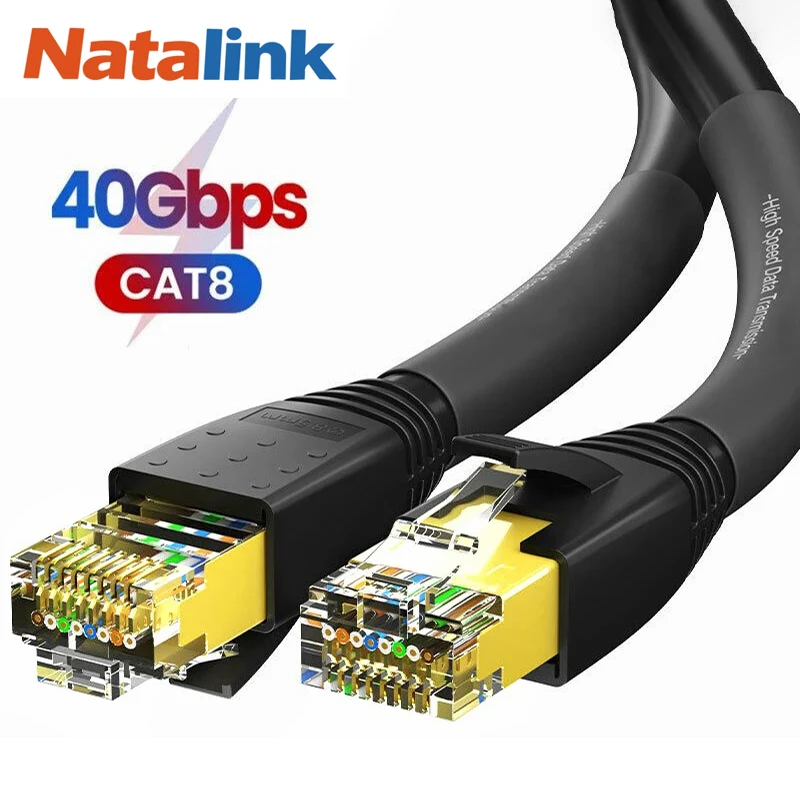 Natalink CAT8 Ethernet-kabel 24AWG 40Gbps 2000Mhz Heavy Duty High Speed Gigabit SFTP Lan Netwerk Internetkabels, Outdoor & Indoor