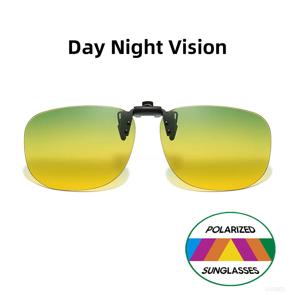 VIVIBEE Flip Up Clip On Sonnenbrille Polarisierte Herren Quadratisch UV400 Photochrome Nachtsicht Damen Klassische Spiegelklammern – Detail 13