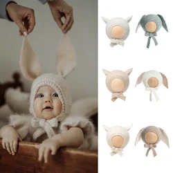 2024 Cute Baby Hat Animal Cat Rabbit Ear Hat Solid Color Comfortable Newborn Knitted Hat Girl Boy Baby Fashion Knitwear Hat