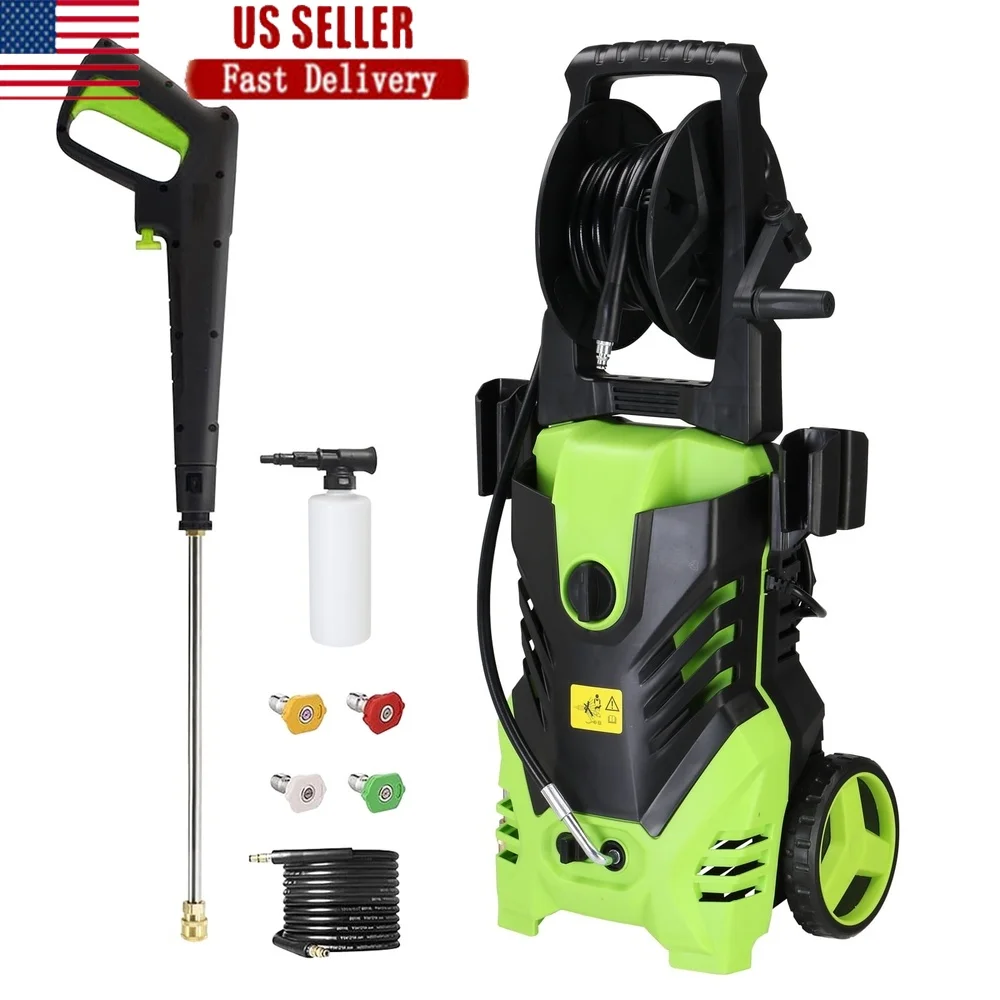 

1800W Electric Pressure Washer 3000 PSI 1.7 GPM with 4 Nozzles Foam Bottle Total Stop System Home Car Cleaning