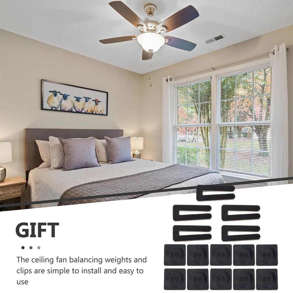 

Ceiling Kit Self-Adhesive Weights Noise Reduction Compatible Blades Replacement Balancing Clips Metal Fan Weights Balancing
