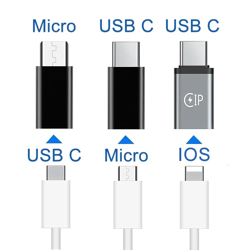 1/3/6Pcs Micro USB/IOS Female to Type C Male OTG Data Transfer Charging Adapter Converter For iPhone Xiaomi USB C Adaptors