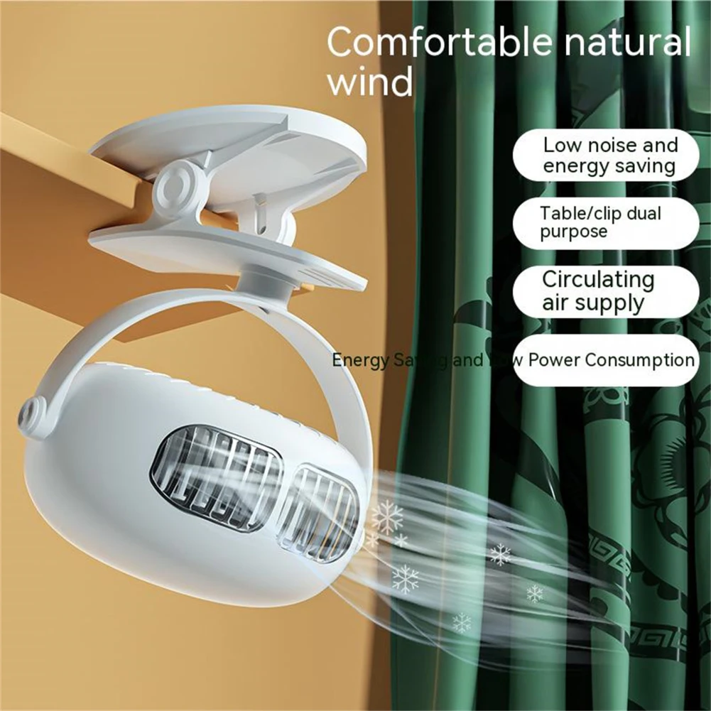 Ventilador de Clip portátil, dispositivo de ventilación de 720 grados, 3 niveles de velocidad ajustable, diseño sin hojas de bajo ruido, abs, 5v/1a, venta al por mayor